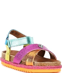 Kurt Geiger London Girls' Kensington Metallic Leather Logo Ornament Espadrille Sandals (Toddler)