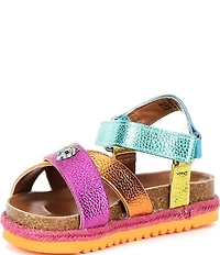 Kurt Geiger London Girls' Kensington Metallic Leather Logo Ornament Espadrille Sandals (Toddler)