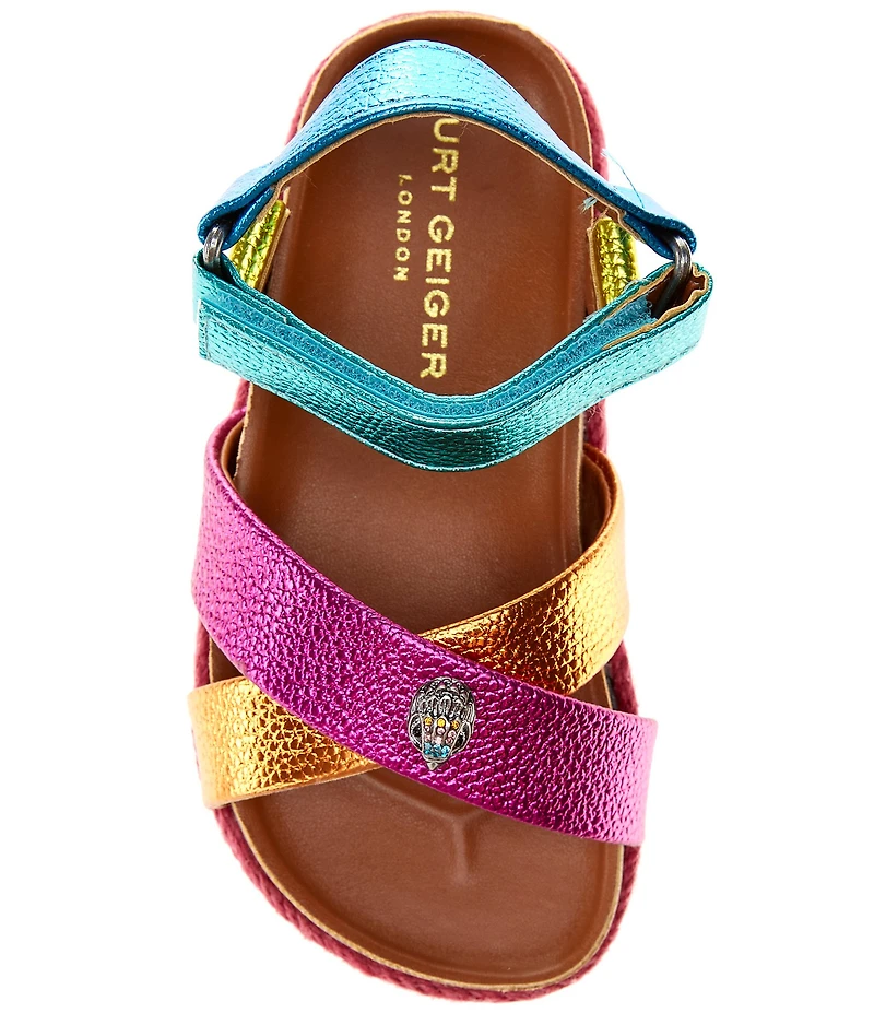 Kurt Geiger London Girls' Kensington Metallic Leather Logo Ornament Espadrille Sandals (Toddler)