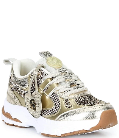 Kurt Geiger London Girls' Kurt Houndstooth Metallic Heart Ornament Sneakers (Youth)