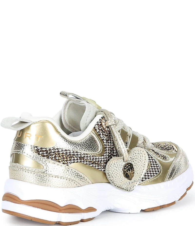 Kurt Geiger London Girls' Kurt Houndstooth Metallic Heart Ornament Sneakers (Youth)
