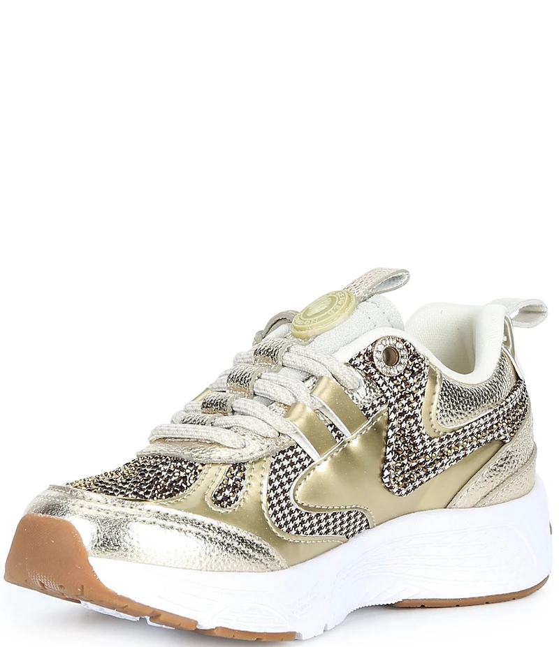 Kurt Geiger London Girls' Kurt Houndstooth Metallic Heart Ornament Sneakers (Youth)