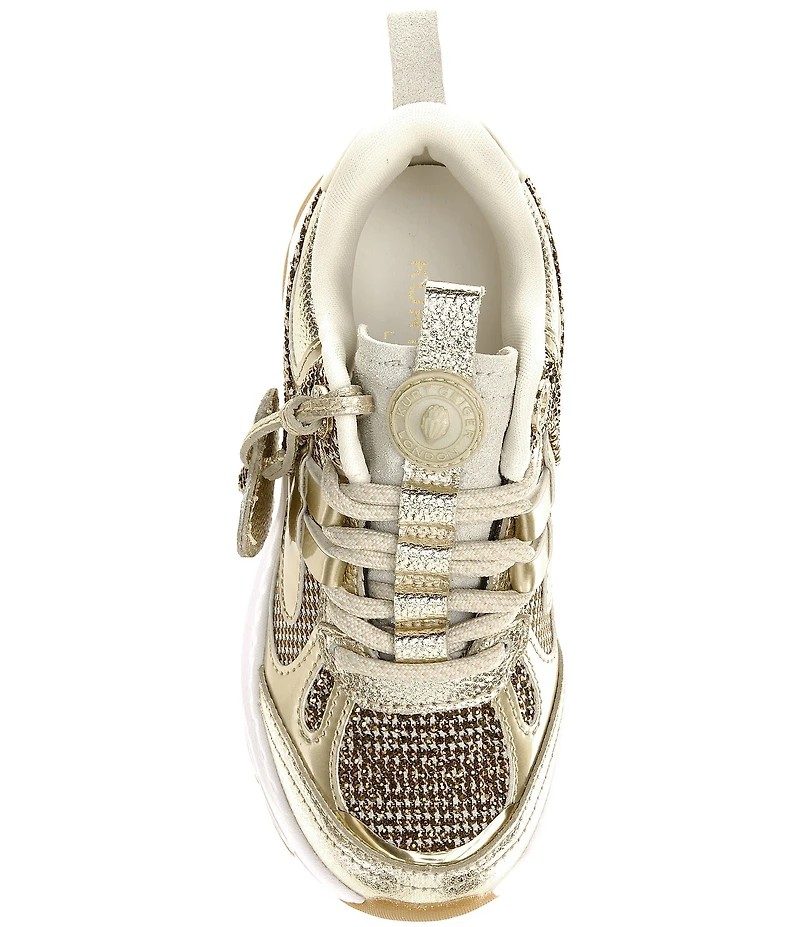 Kurt Geiger London Girls' Kurt Houndstooth Metallic Heart Ornament Sneakers (Youth)