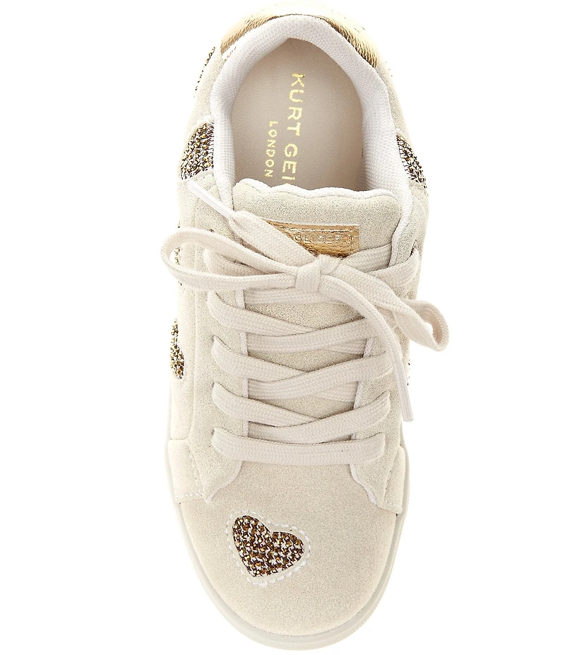 Kurt Geiger London Girls' Lane Love Suede Rhinestone Heart Sneakers (Youth)
