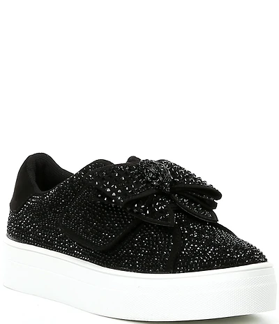 Kurt Geiger London Girls' Laney Crystal Embellished Bow Sneakers (Youth)
