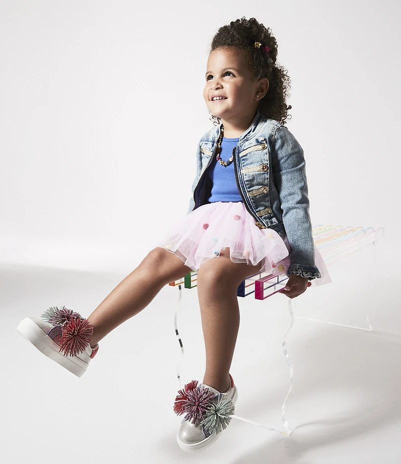 Kurt Geiger London Girls' Laney Fringe Embellished Strap Sneakers (Youth)