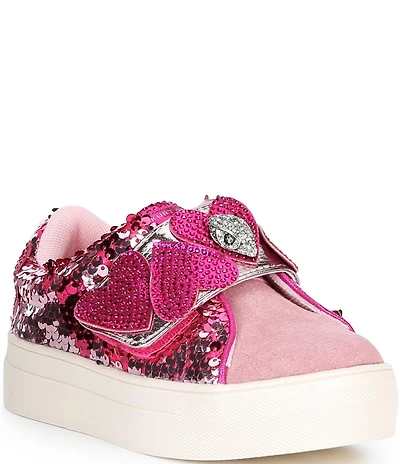 Kurt Geiger London Girls' Laney Heart Strap Leather Embellished Sneakers (Toddler)
