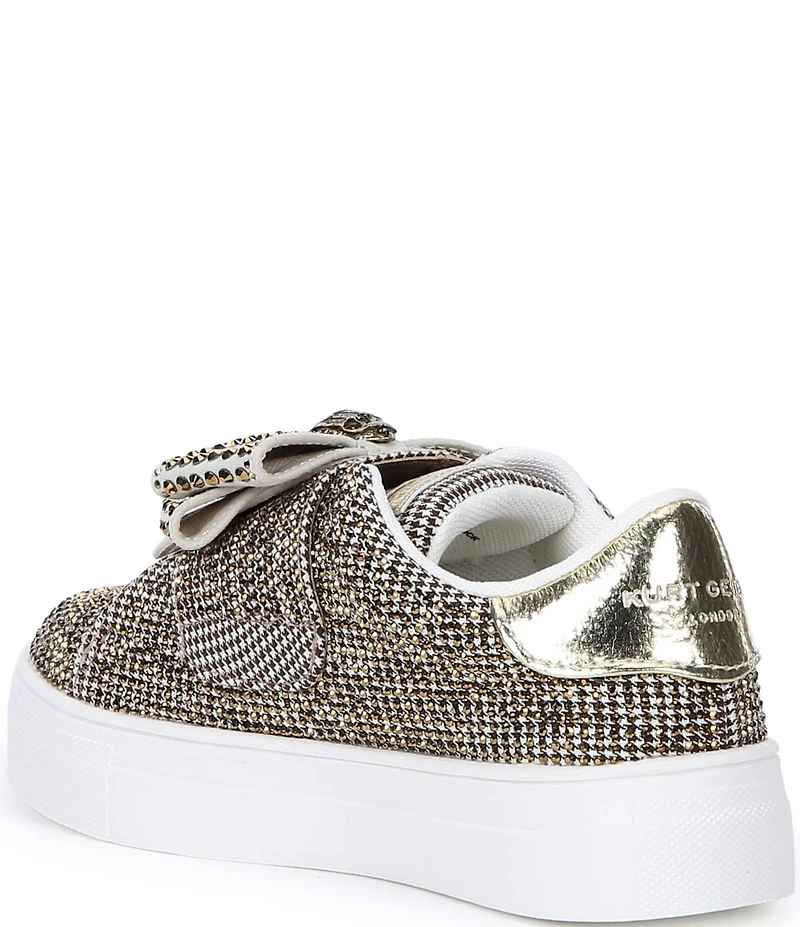 Kurt Geiger London Girls' Laney Houndstooth Crystal Bow Sneakers (Youth)