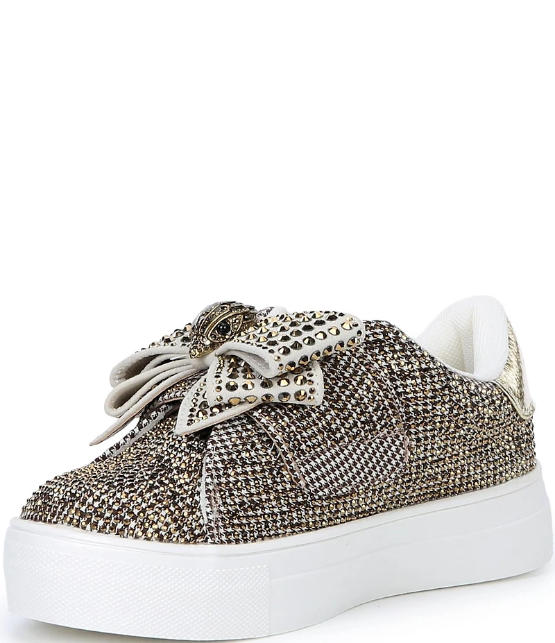 Kurt Geiger London Girls' Laney Houndstooth Crystal Bow Sneakers (Youth)