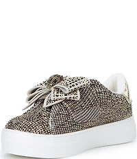 Kurt Geiger London Girls' Laney Houndstooth Crystal Bow Sneakers (Youth)