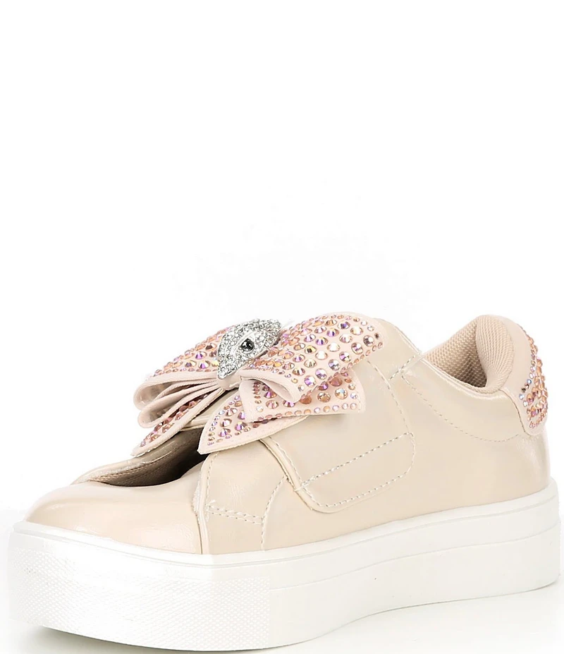 Kurt Geiger London Girls' Laney Leather Crystal Bow Sneakers (Infant)