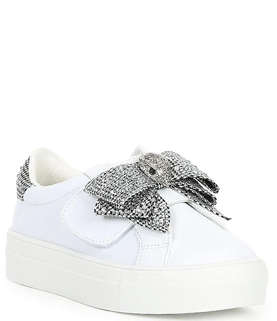 Kurt Geiger London Girls' Laney Leather Crystal Bow Sneakers (Youth)