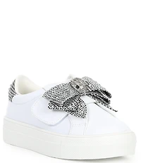 Kurt Geiger London Girls' Laney Leather Crystal Bow Sneakers (Youth)
