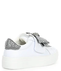 Kurt Geiger London Girls' Laney Leather Crystal Bow Sneakers (Youth)