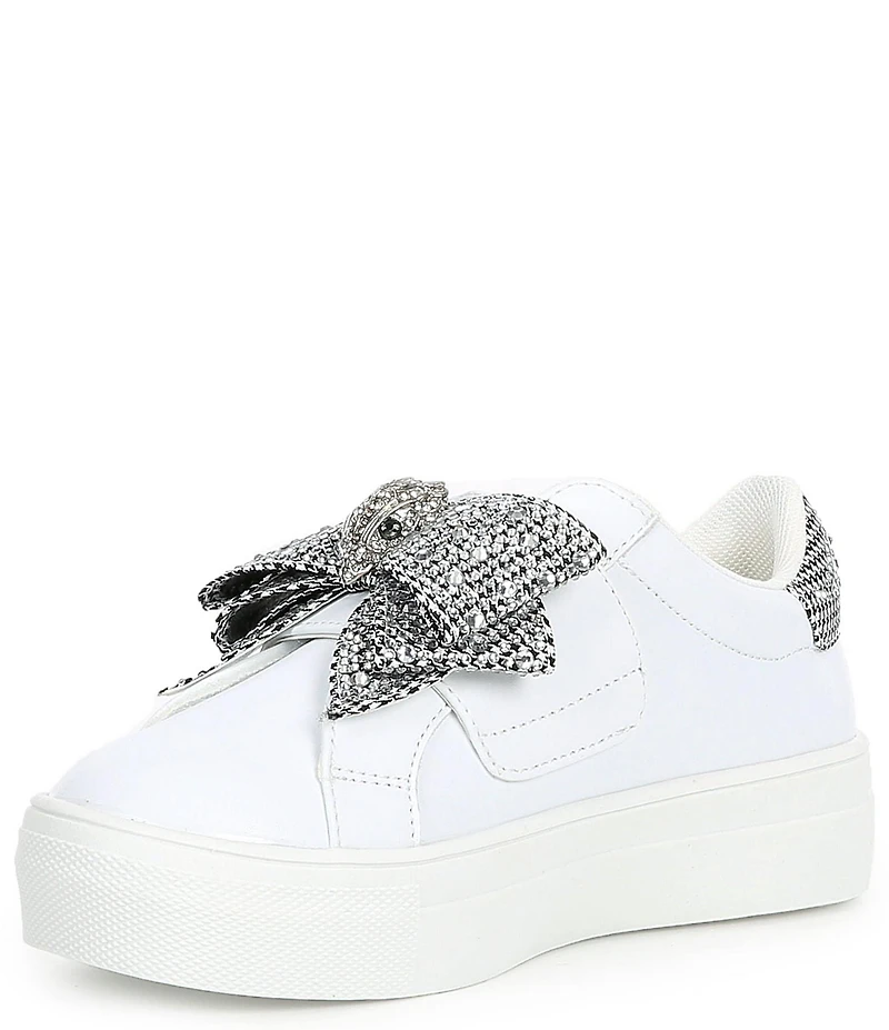 Kurt Geiger London Girls' Laney Leather Crystal Bow Sneakers (Youth)
