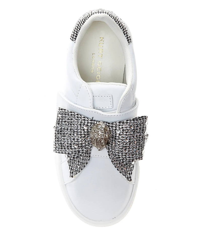 Kurt Geiger London Girls' Laney Leather Crystal Bow Sneakers (Youth)