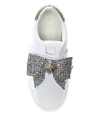 Kurt Geiger London Girls' Laney Leather Crystal Bow Sneakers (Youth)