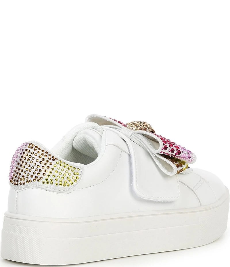 Kurt Geiger London Girls' Laney Leather Crystal Bow Sneakers (Youth)