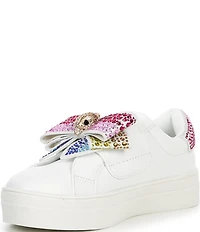 Kurt Geiger London Girls' Laney Leather Crystal Bow Sneakers (Youth)