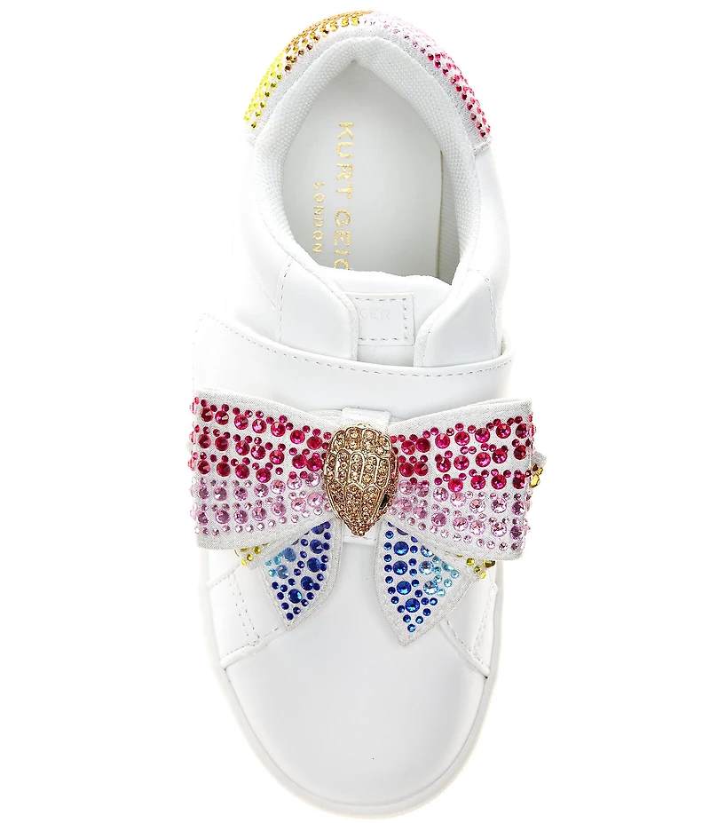 Kurt Geiger London Girls' Laney Leather Crystal Bow Sneakers (Youth)