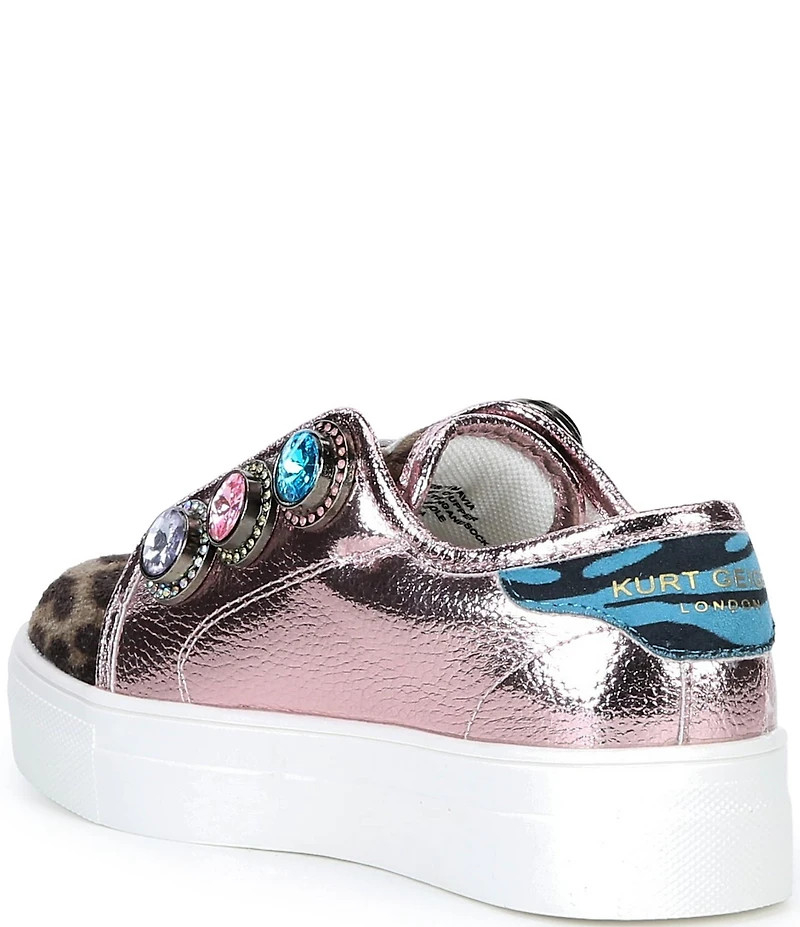 Kurt Geiger London Girls' Laney Octavia Jewel Ornamented Leopard Sneakers (Toddler)