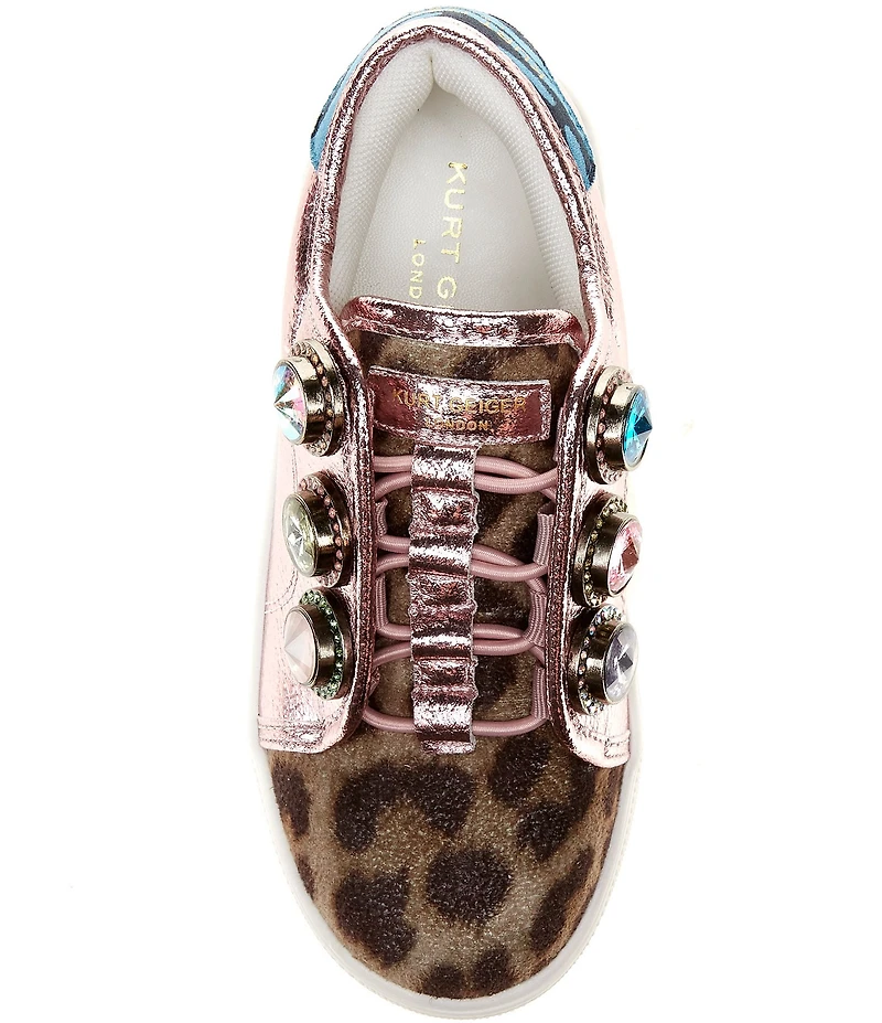 Kurt Geiger London Girls' Laney Octavia Jewel Ornamented Leopard Sneakers (Toddler)