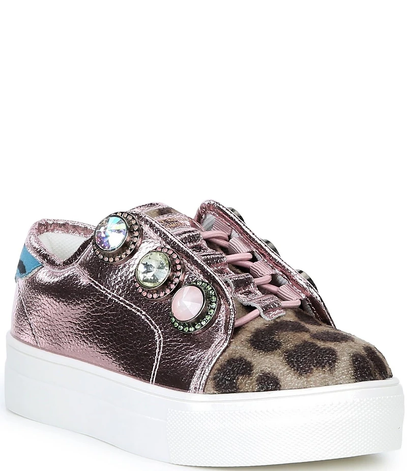 Kurt Geiger London Girls' Laney Octavia Jewel Ornamented Leopard Sneakers (Youth)