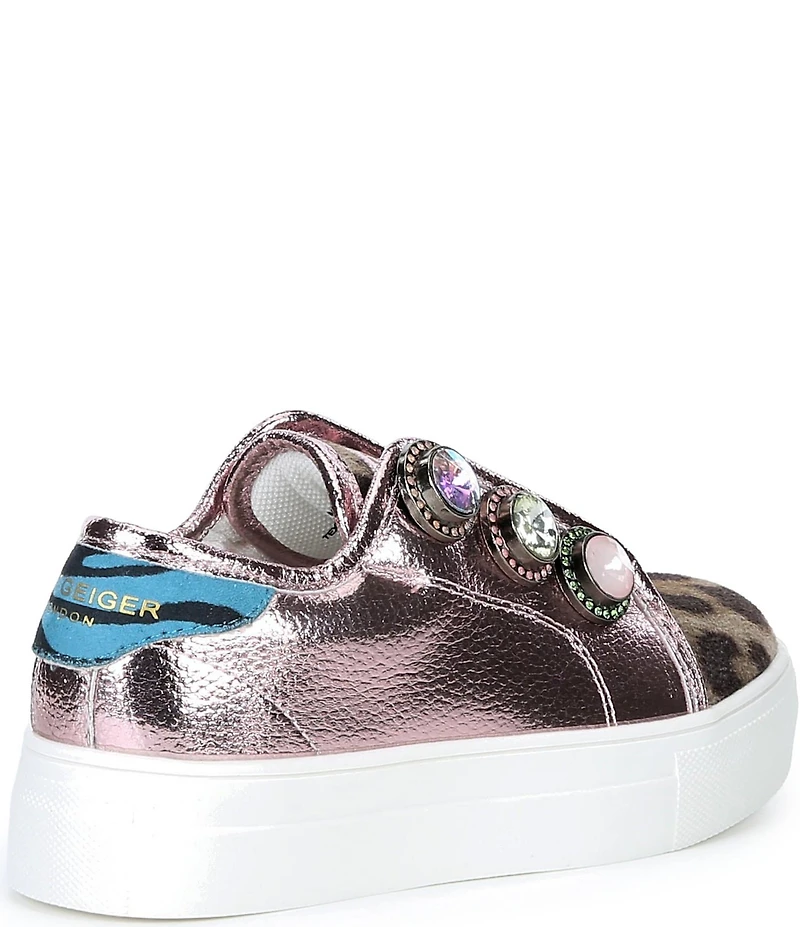 Kurt Geiger London Girls' Laney Octavia Jewel Ornamented Leopard Sneakers (Youth)