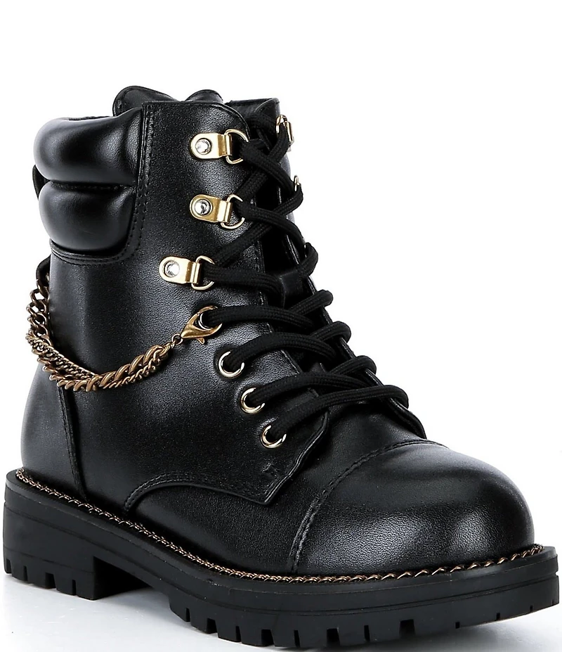 Kurt Geiger London Girls' Leather Chain Hardware Combat Boots (Toddler)