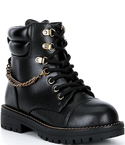 Kurt Geiger London Girls' Leather Chain Hardware Combat Boots (Toddler)