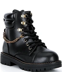 Kurt Geiger London Girls' Leather Chain Hardware Combat Boots (Toddler)