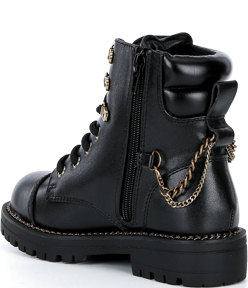 Kurt Geiger London Girls' Leather Chain Hardware Combat Boots (Toddler)
