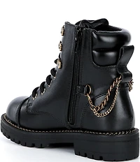 Kurt Geiger London Girls' Leather Chain Hardware Combat Boots (Toddler)