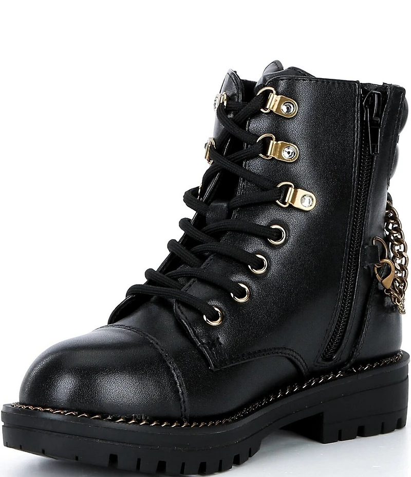 Kurt Geiger London Girls' Leather Chain Hardware Combat Boots (Youth)