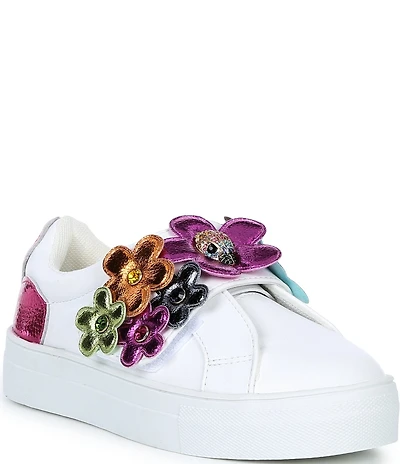 Kurt Geiger London Girls' Leather Mini Flower Petal Ornament Sneakers (Youth)