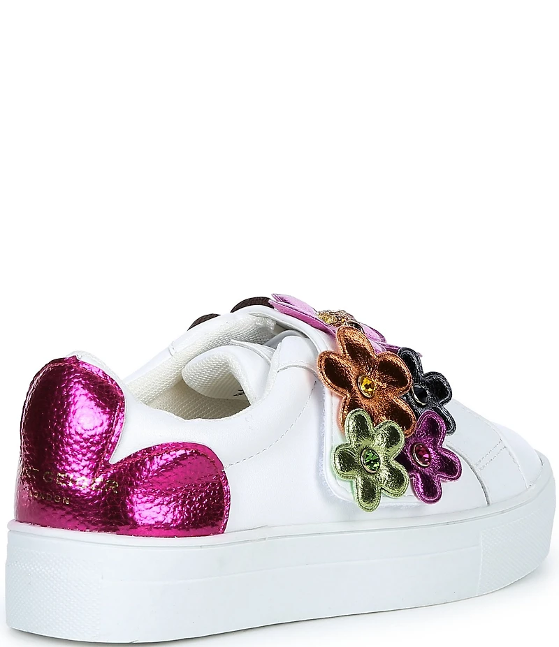 Kurt Geiger London Girls' Leather Mini Flower Petal Ornament Sneakers (Youth)