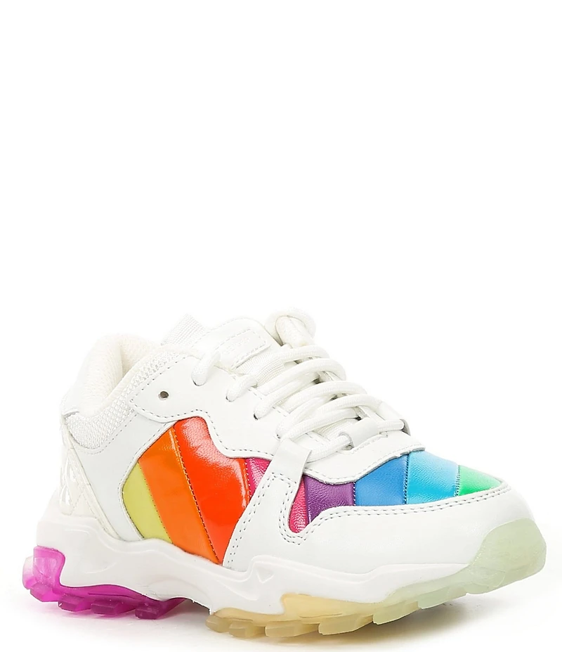 Kurt Geiger London Girls' Lettie Rainbow Stripe Sneakers (Toddler)