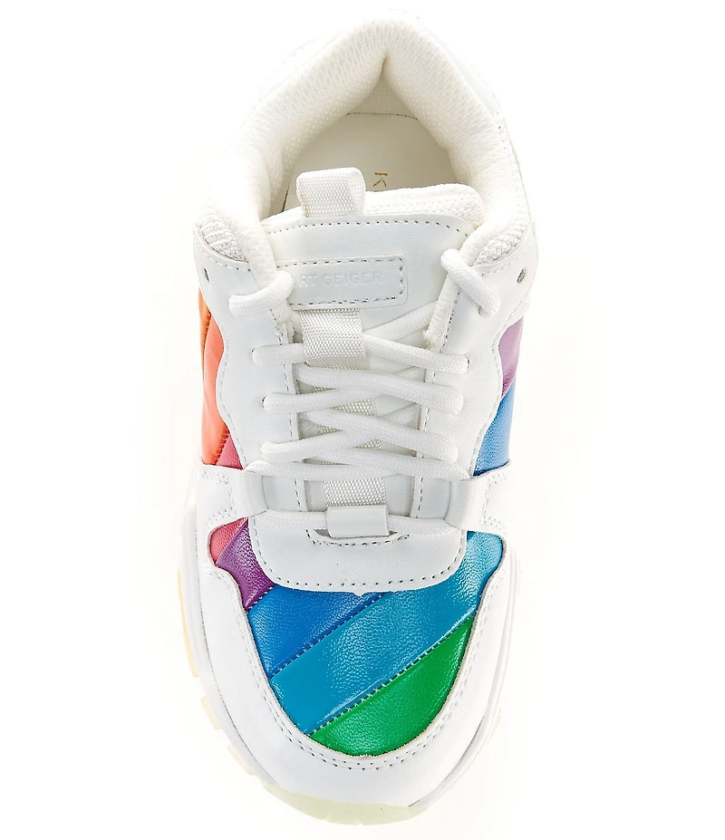 Kurt Geiger London Girls' Lettie Rainbow Stripe Sneakers (Toddler)