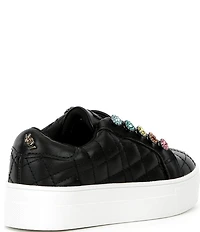 Kurt Geiger London Girls' Liviah Quilted Leather Jewel Ornamented Sneakers (Toddler)