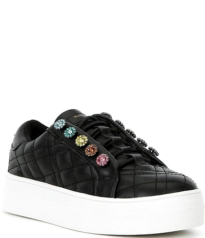 Kurt Geiger London Girls' Liviah Quilted Leather Jewel Ornamented Sneakers (Youth)