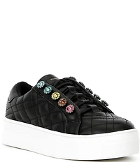 Kurt Geiger London Girls' Liviah Quilted Leather Jewel Ornamented Sneakers (Youth)