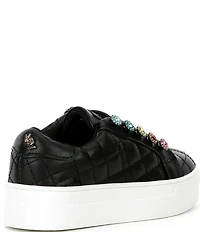 Kurt Geiger London Girls' Liviah Quilted Leather Jewel Ornamented Sneakers (Youth)