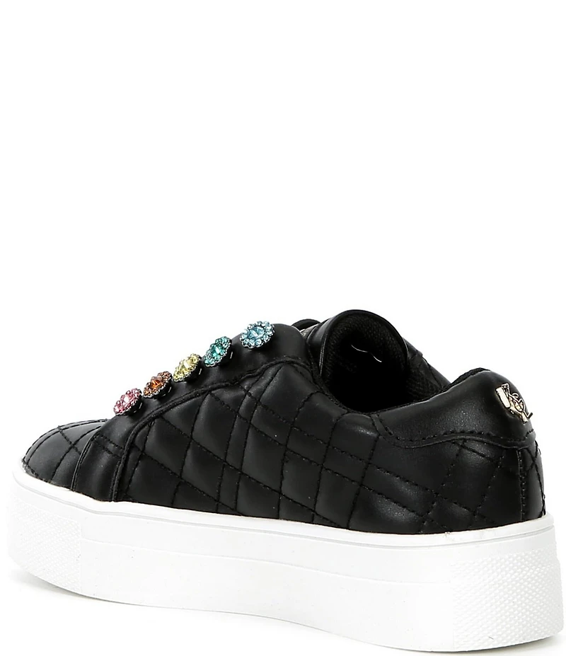Kurt Geiger London Girls' Liviah Quilted Leather Jewel Ornamented Sneakers (Youth)