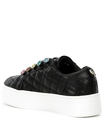 Kurt Geiger London Girls' Liviah Quilted Leather Jewel Ornamented Sneakers (Youth)