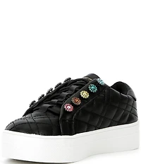 Kurt Geiger London Girls' Liviah Quilted Leather Jewel Ornamented Sneakers (Youth)