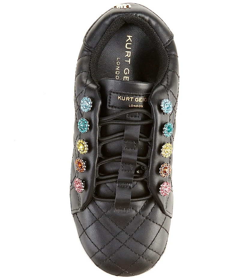 Kurt Geiger London Girls' Liviah Quilted Leather Jewel Ornamented Sneakers (Youth)