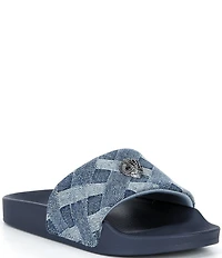 Kurt Geiger London Girls' Meena Eagle Denim Slide Sandals (Youth)
