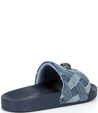 Kurt Geiger London Girls' Meena Eagle Denim Slide Sandals (Youth)