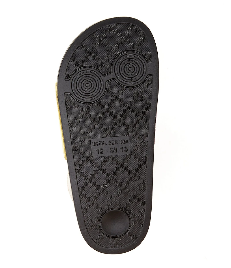 Kurt Geiger London Girls' Meena Metallic Leather Rainbow Striped Logo Ornament Pool Slide Sandals (Toddler)