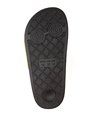 Kurt Geiger London Girls' Meena Metallic Leather Rainbow Striped Logo Ornament Pool Slide Sandals (Toddler)